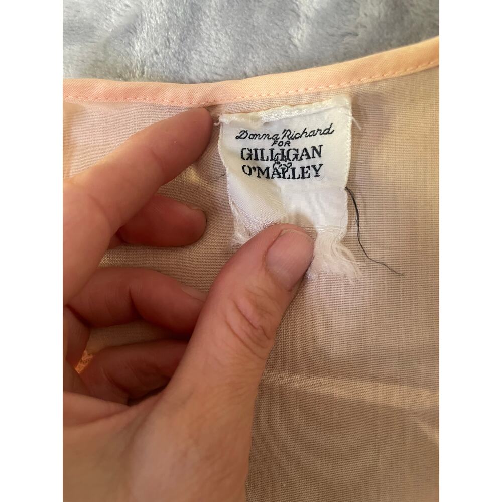 Vintage 60s 70s peach embroidered cotton nightgown robe peignoir lace babydoll‎ - Picture 7 of 9